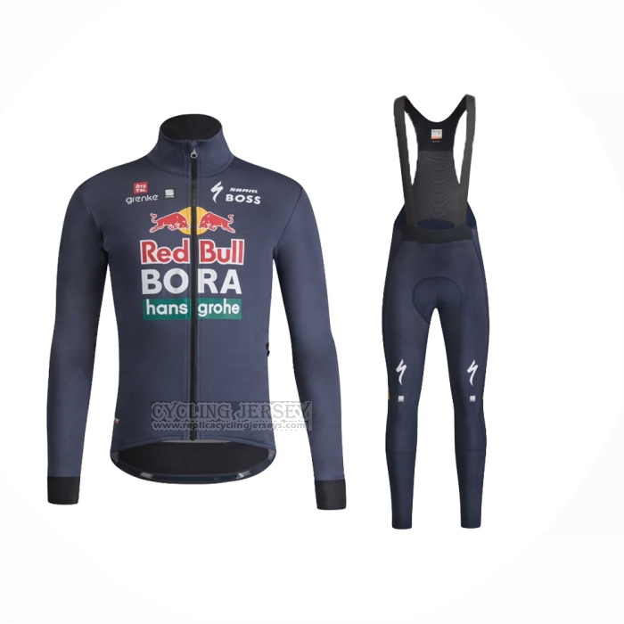 2024 Cycling Jersey Bora-Hansgrone Dark Blue Long Sleeve And Bib Short